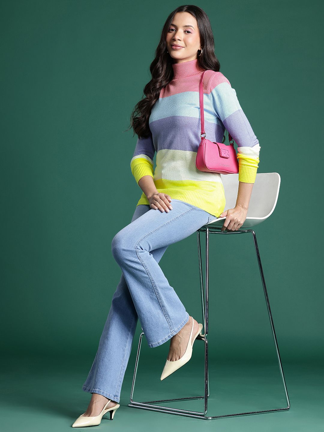DressBerry Striped Turtleneck Sweaters