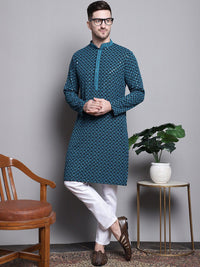 Jompers Geometric Embroidered Thread Work Sequinned Pure Cotton Kurta