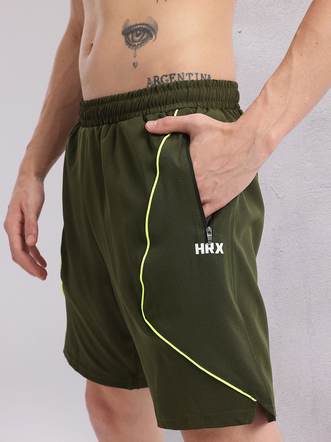 HRX by Hrithik Roshan Men Brand Logo Print Detail Training Shorts with Contrast Piping