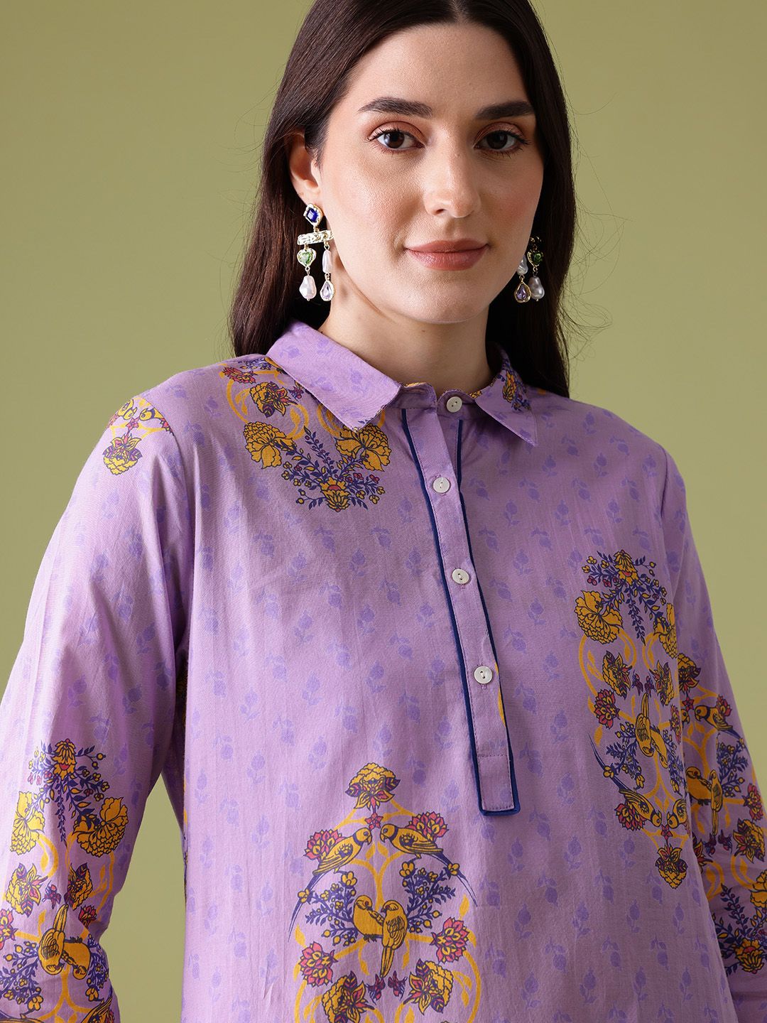 Anouk Floral Print Cotton Kurta with Palazzos