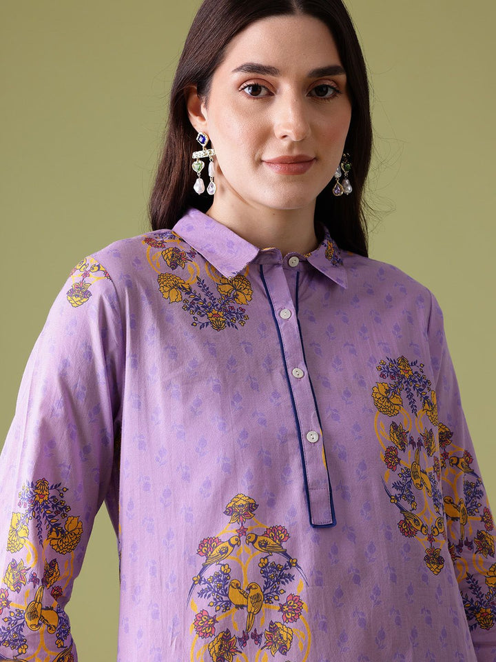 Anouk Floral Print Cotton Kurta with Palazzos