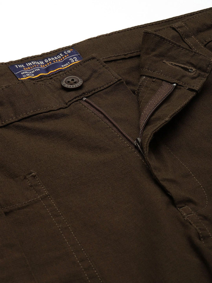 The Indian Garage Co Men Relaxed Fit Ripstop Cargo Trousers