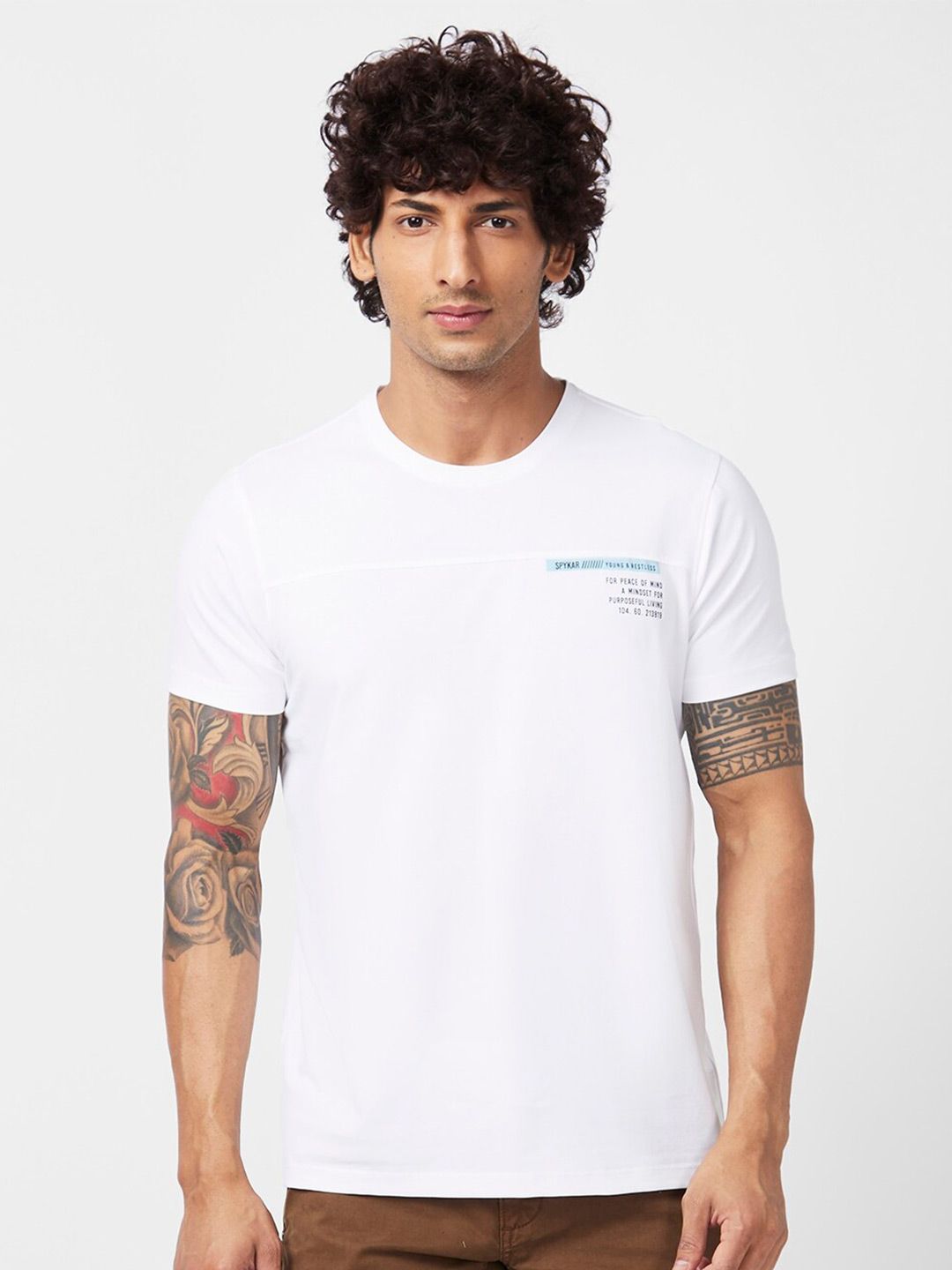 SPYKAR Typography Printed Round Neck Cotton Slim Fit T-shirt
