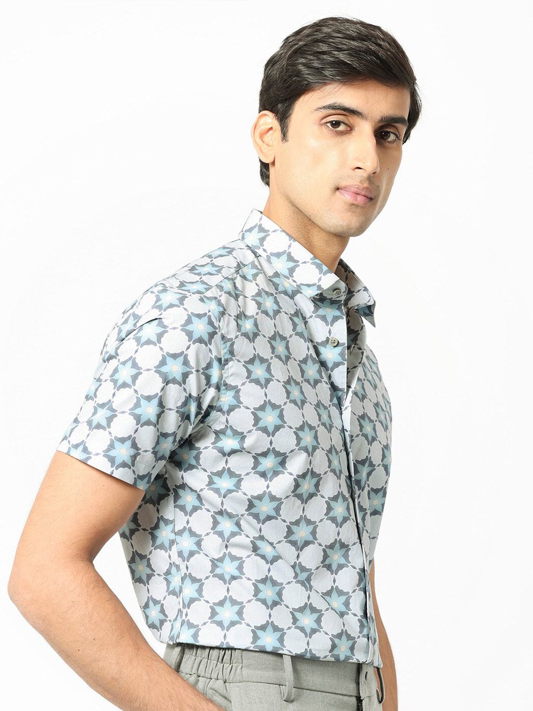 RARE RABBIT Flaret Slim Fit Abstract Printed Pure Cotton Shirt