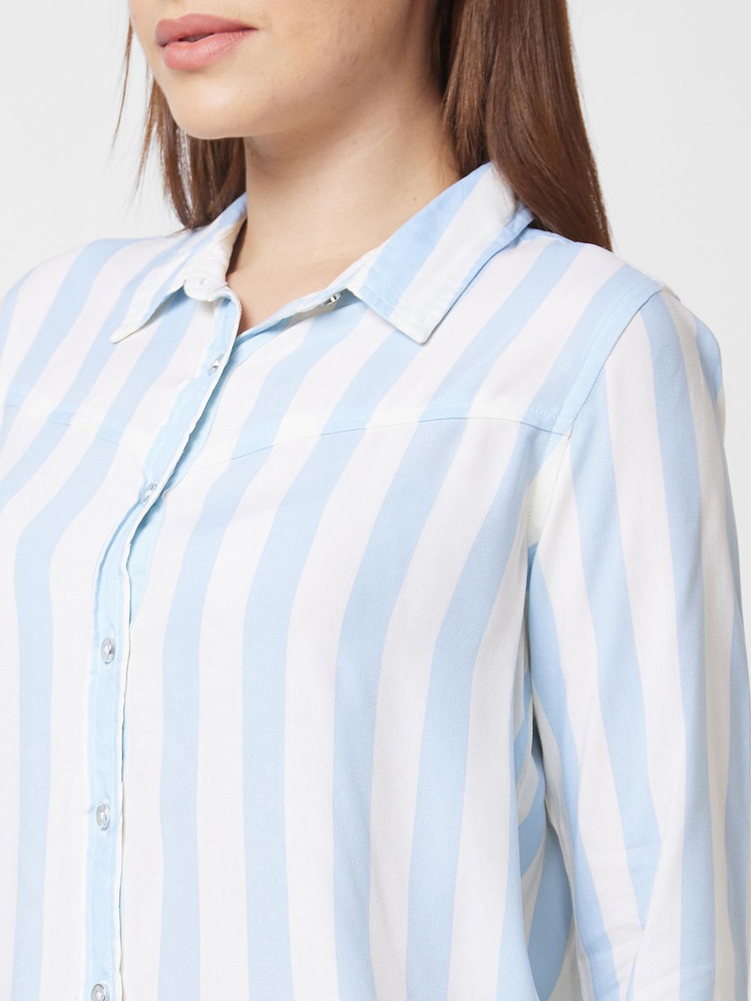SPYKAR Women Blue Striped Shirt