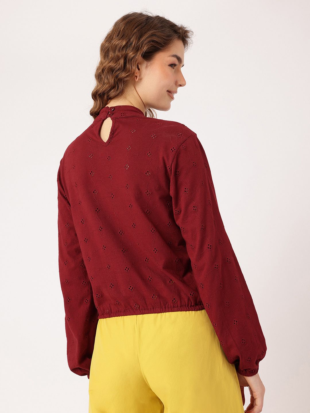 DressBerry Vintage Vibes Schiffli Embroidered Pure Cotton Top