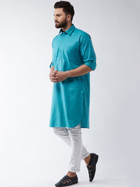 SOJANYA Men Blue Solid Straight Kurta