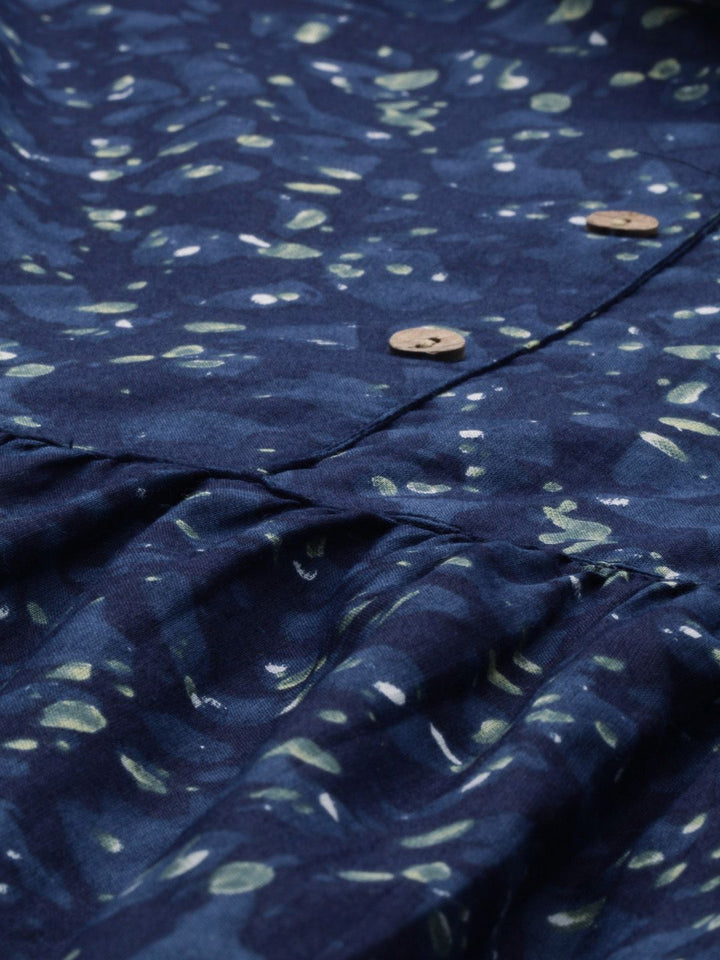 Anouk Women Navy Blue Printed A-Line Kurta