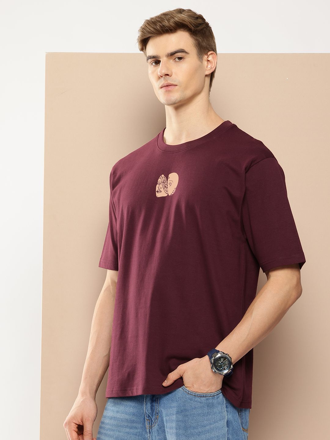 Difference of Opinion Men Graphic Printed Oversized T-shirt