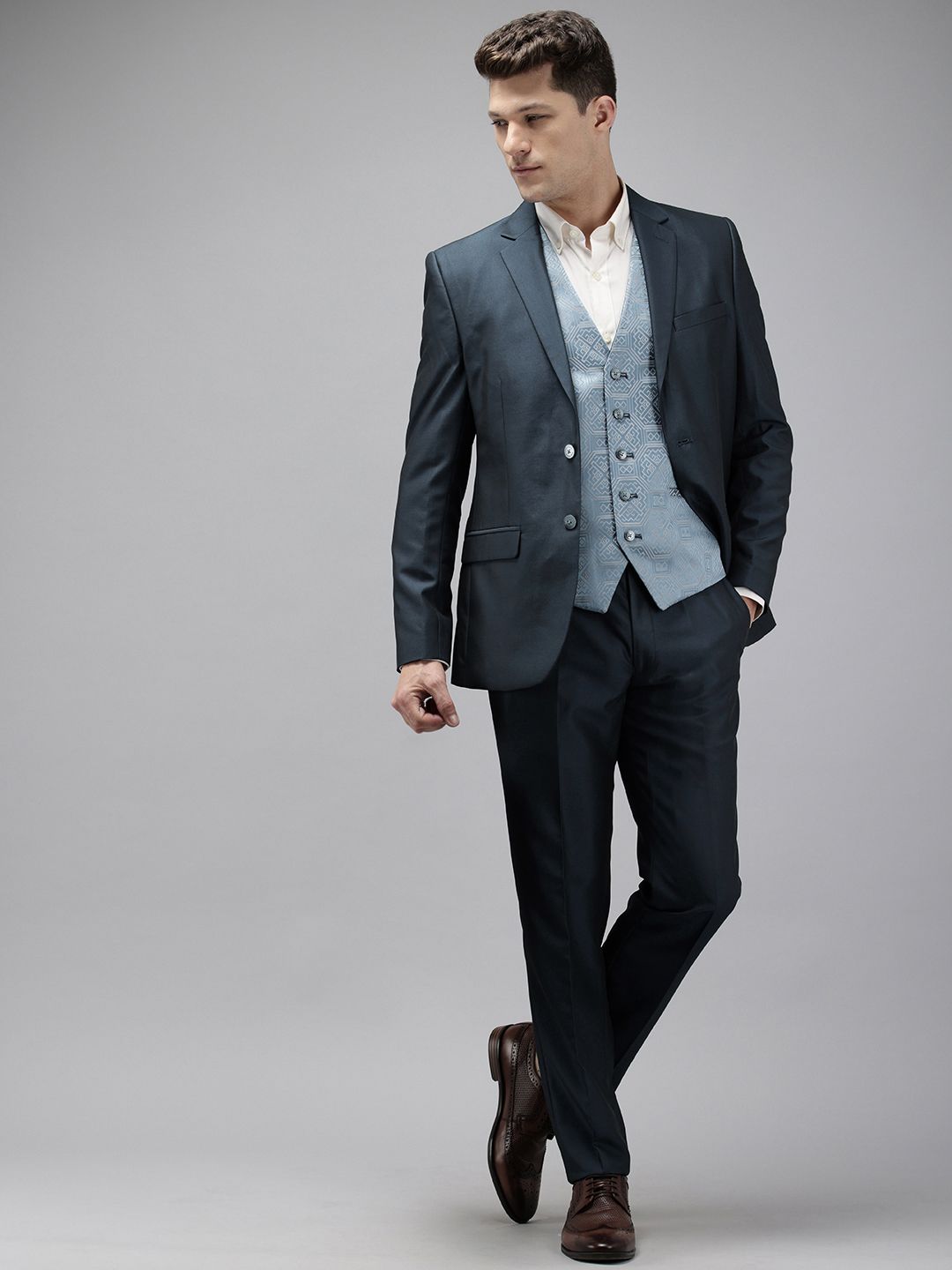 Park Avenue Slim Fit Notched Lapel Single-Breasted 3 Piece Suit