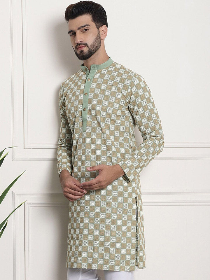 SOJANYA Ethnic Motifs Embroidered Thread Work Cotton Straight Kurta