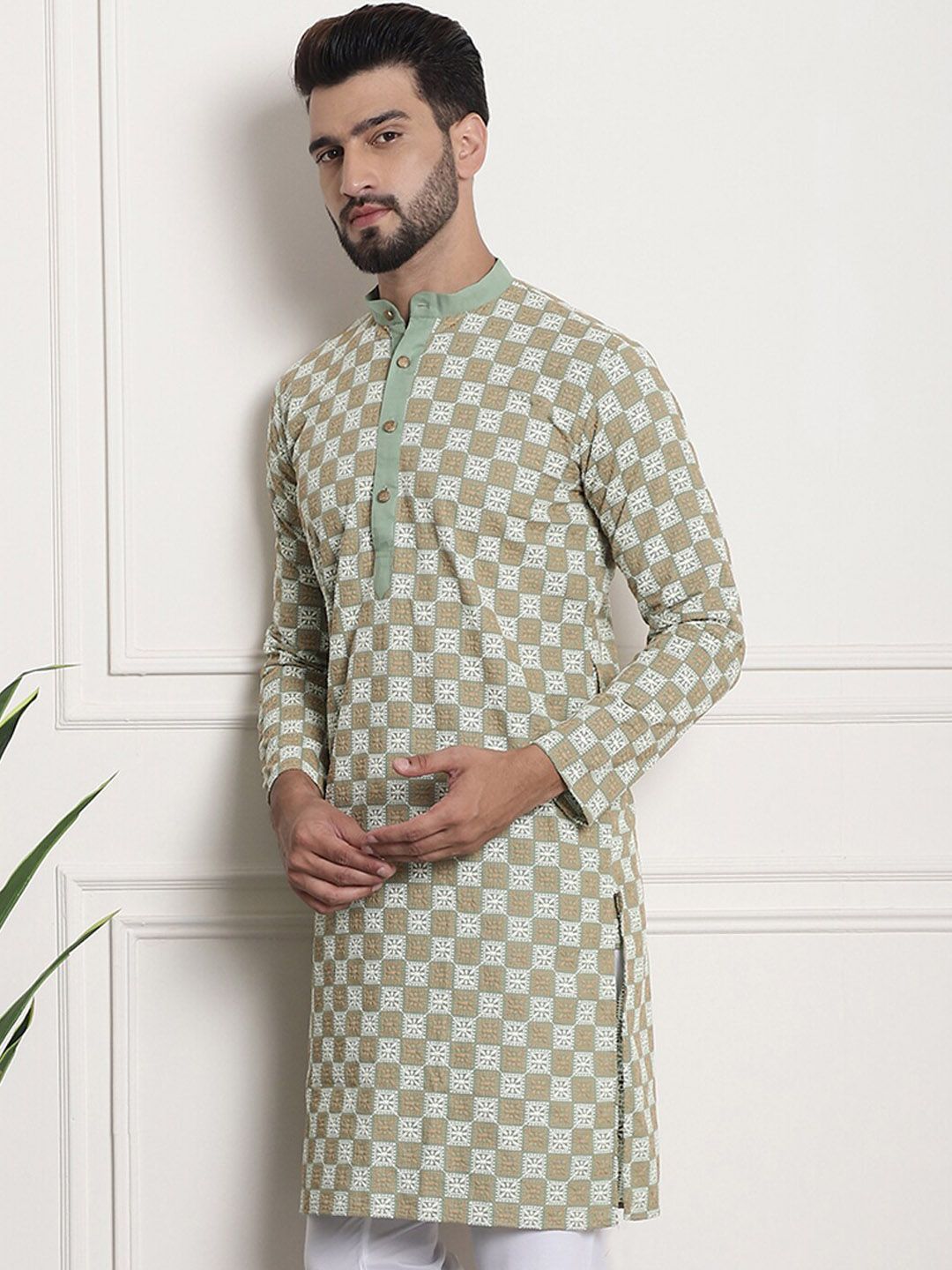 SOJANYA Ethnic Motifs Embroidered Thread Work Cotton Straight Kurta