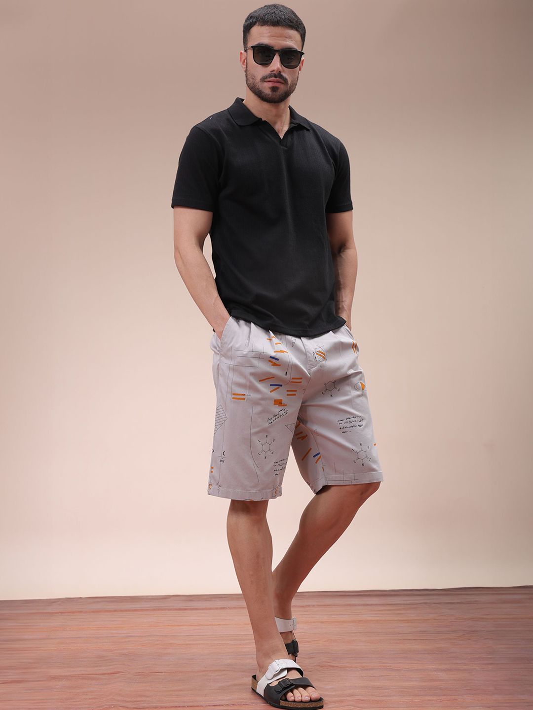 The Indian Garage Co Men Geometric Printed Mid-Rise Shorts