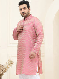 SOJANYA PLUS Ethnic Motifs Woven Design Band Collar Straight Kurta