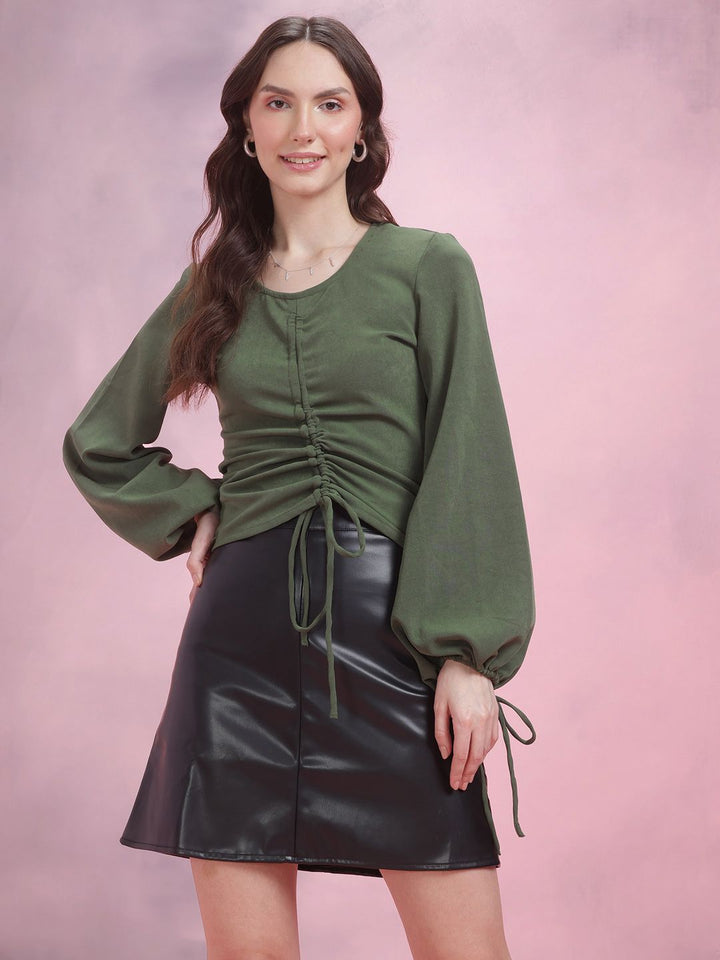 DressBerry Ruched Puff Sleeve Top
