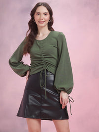 DressBerry Ruched Puff Sleeve Top