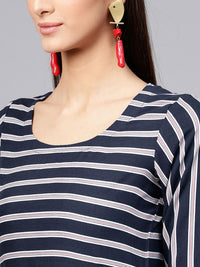 Gerua By Libas Women Navy Blue  White Striped A-Line Dress