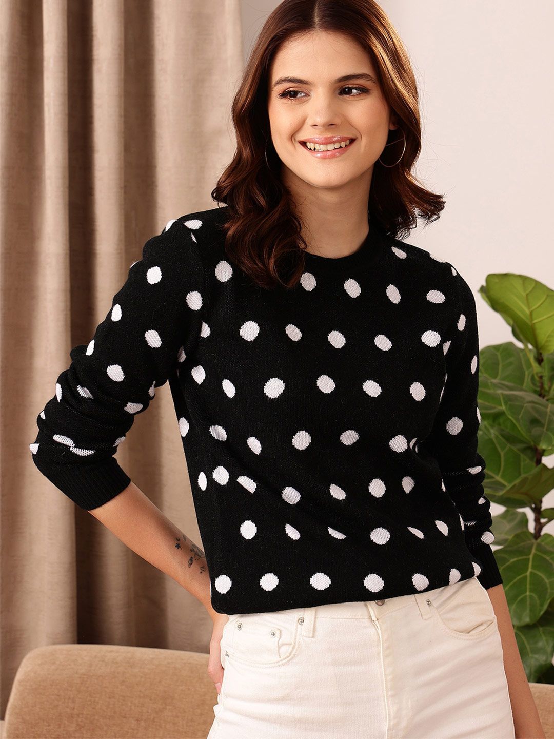 STREET 9 Geometric Printed Acrylic Pullover