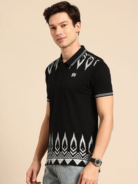 Being Human Pure Cotton Geometric Printed Polo Collar T-shirt