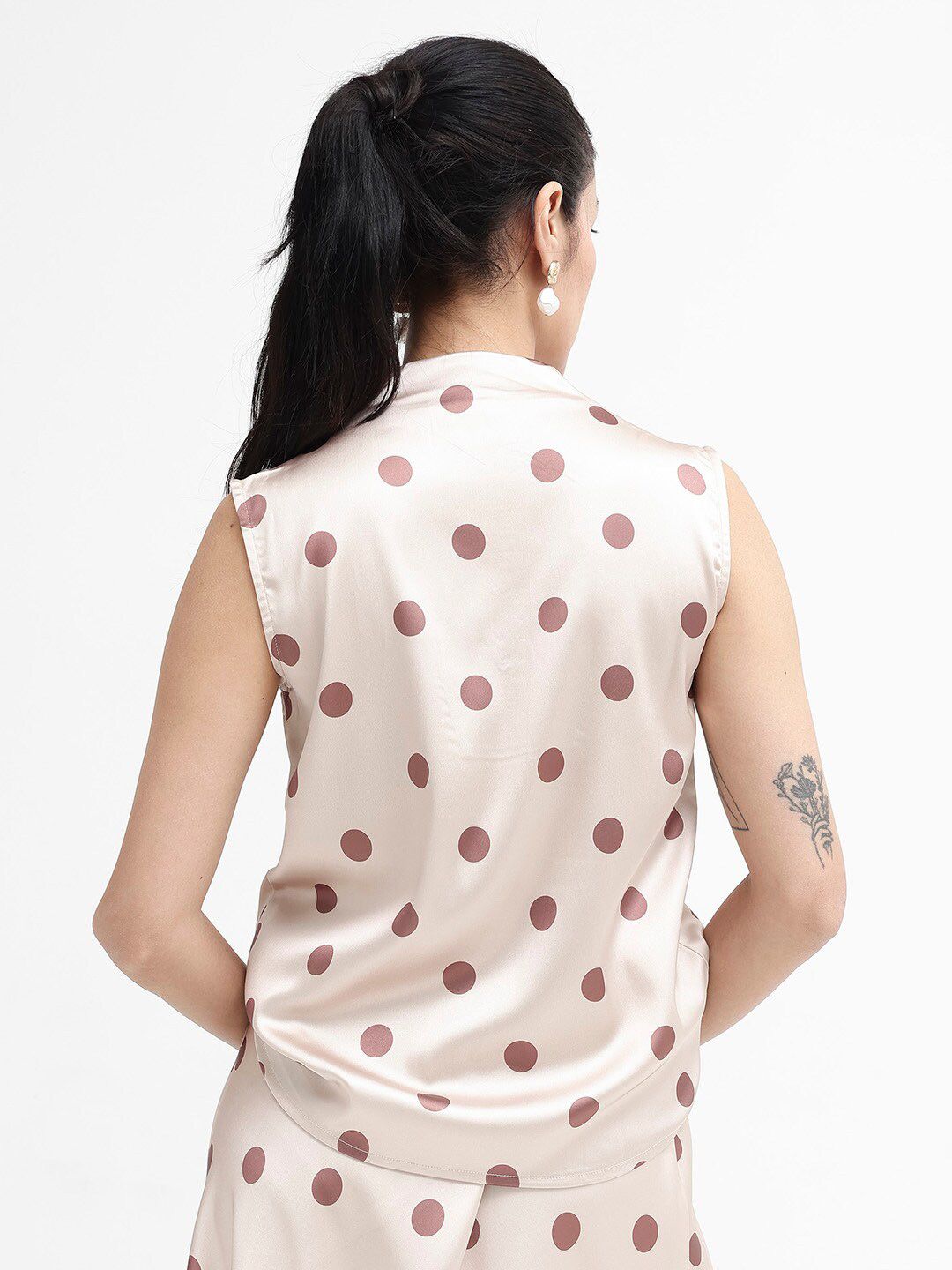 RAREISM Polka Dot Printed Cotton Top