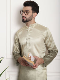 SOJANYA Lelaki Berwarna Emas Benang Kerja Jacquard Kurta
