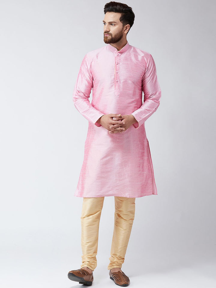 SOJANYA Men Pink Solid Kurta Lurus