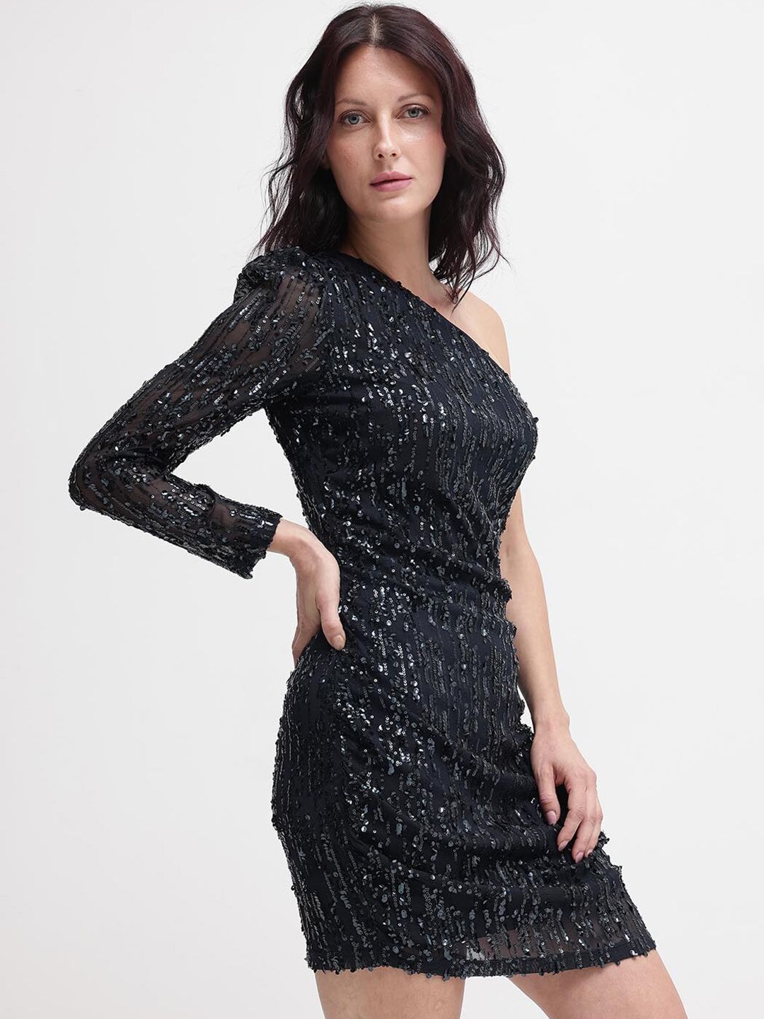 Rareism berpakaian mini kapas bodycon yang dihiasi