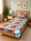 Moda Rapido X KLOTTHE Watak Kartun Berbilang Warna & Merah 400 TC Cadar Tempat Tidur Single dengan 1 Sarung Bantal