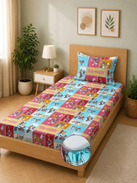 Moda Rapido X KLOTTHE Watak Kartun Berbilang Warna & Merah 400 TC Cadar Tempat Tidur Single dengan 1 Sarung Bantal