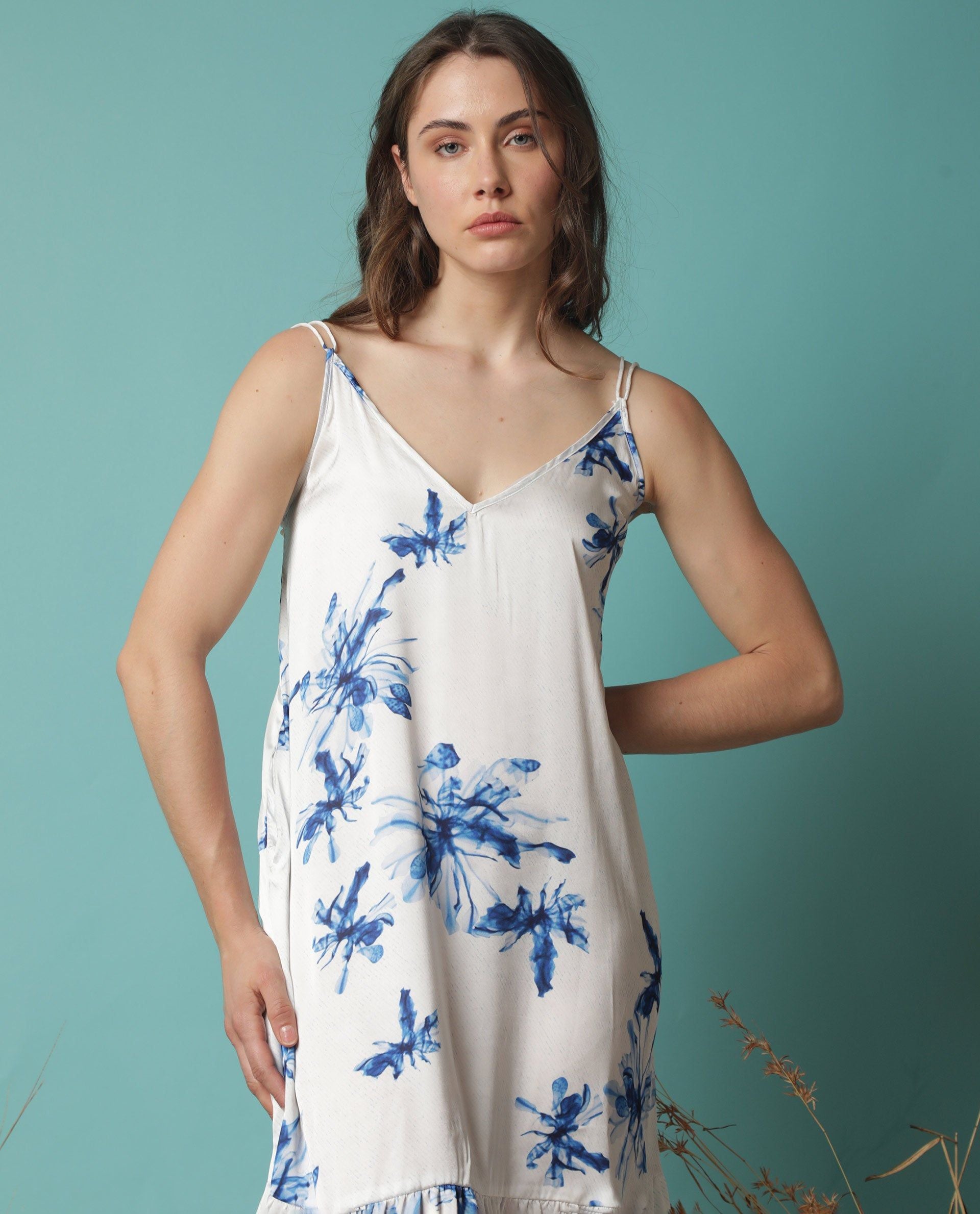 RAREISM Floral Printed A-Line Midi Dress