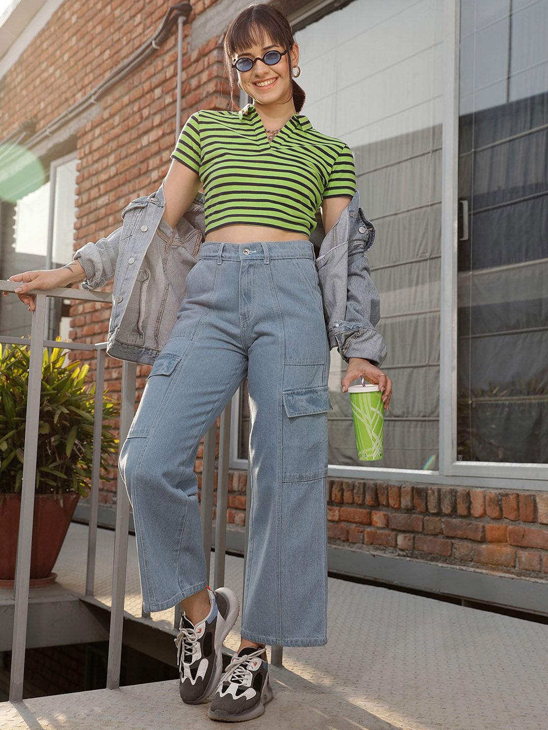 STREET 9 Women Blue Jean Wide Leg High-Rise Clean Look Light Fade Jeans