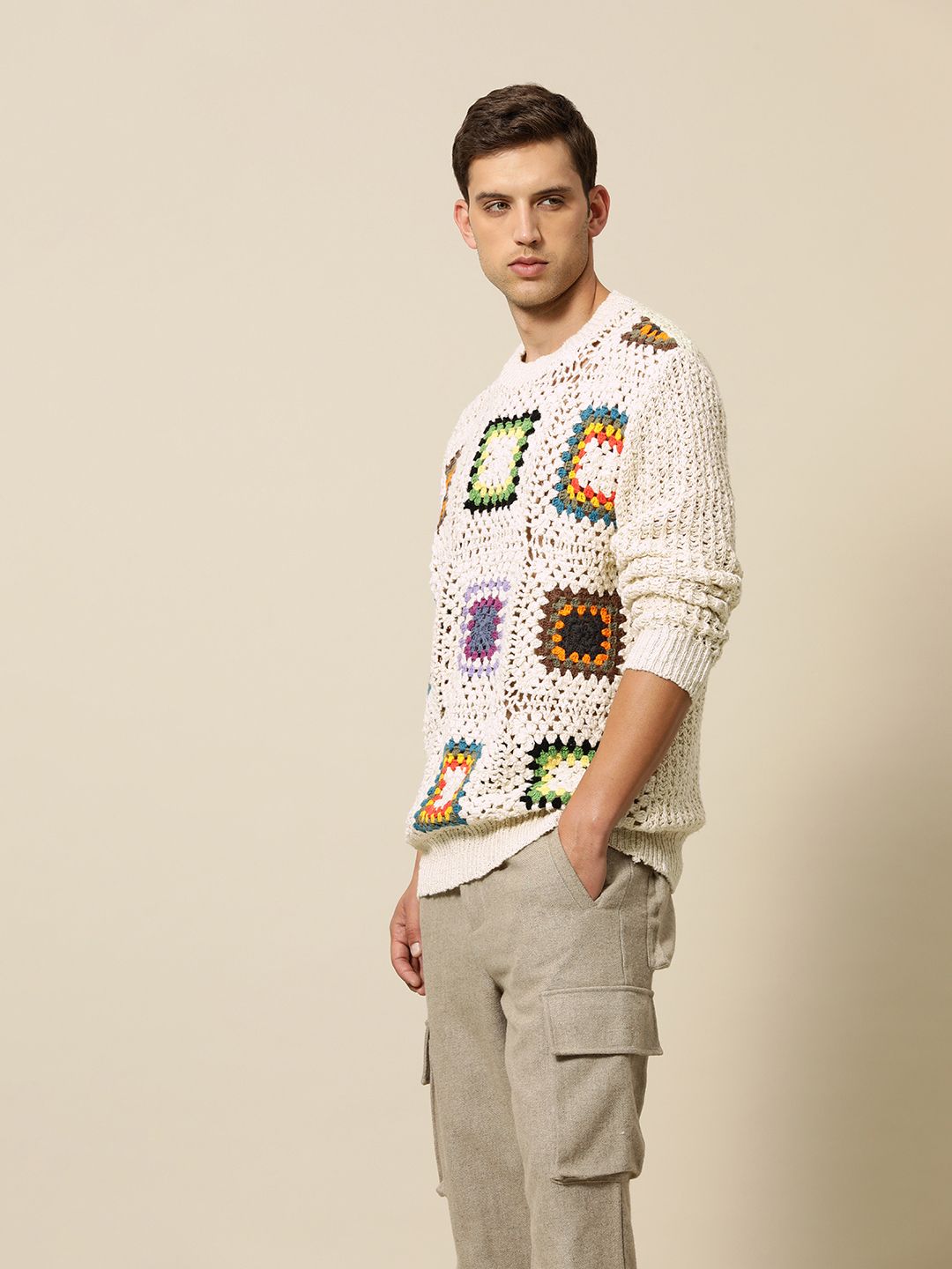 Mr Bowerbird Premium Knitted Crochet Cotton Relaxed Fit Pullover