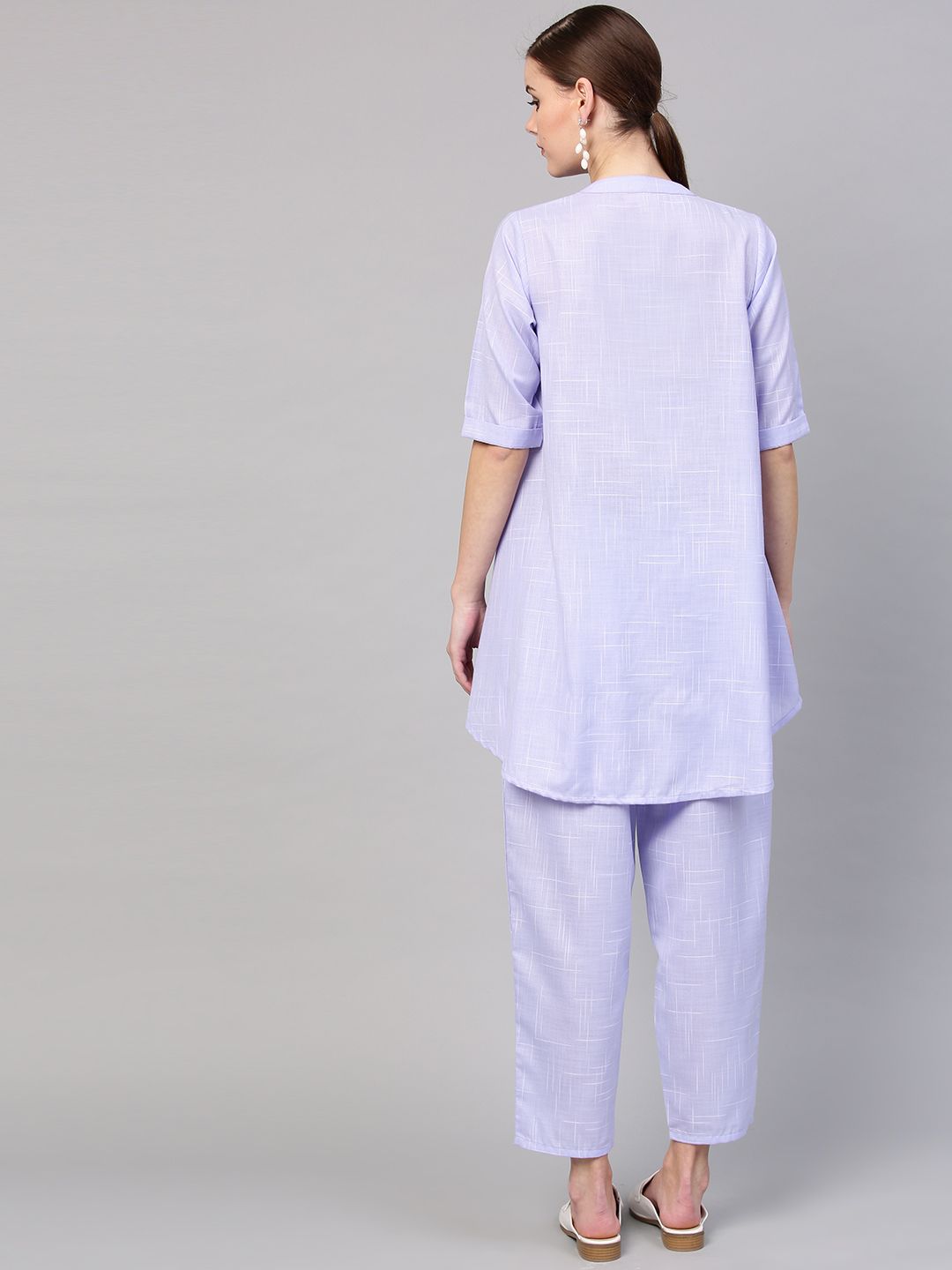 Gerua By Libas Women Blue Self Design Kurti with Trousers