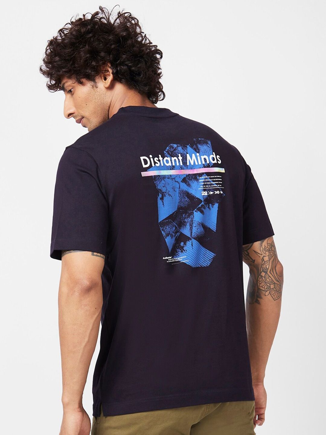 SPYKAR  Abstract Printed Round Neck Cotton Relaxed Fit T-shirt