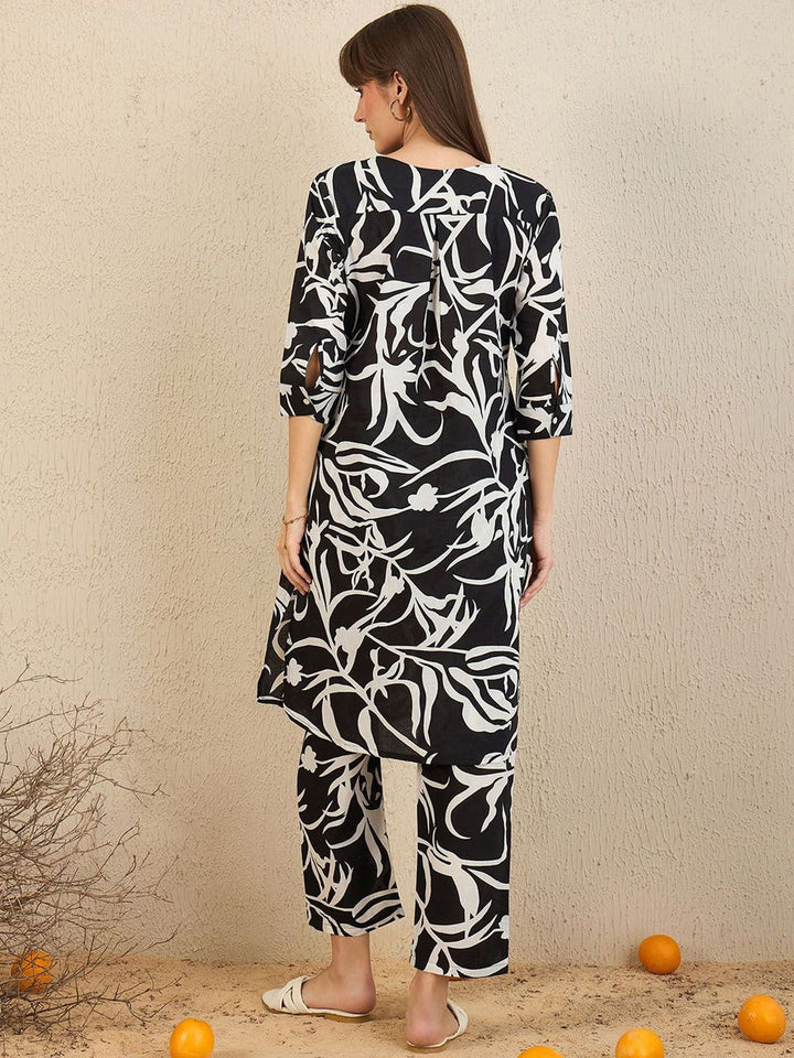 Indo Era Floral Printed Pure Cotton Tunic & Trousers