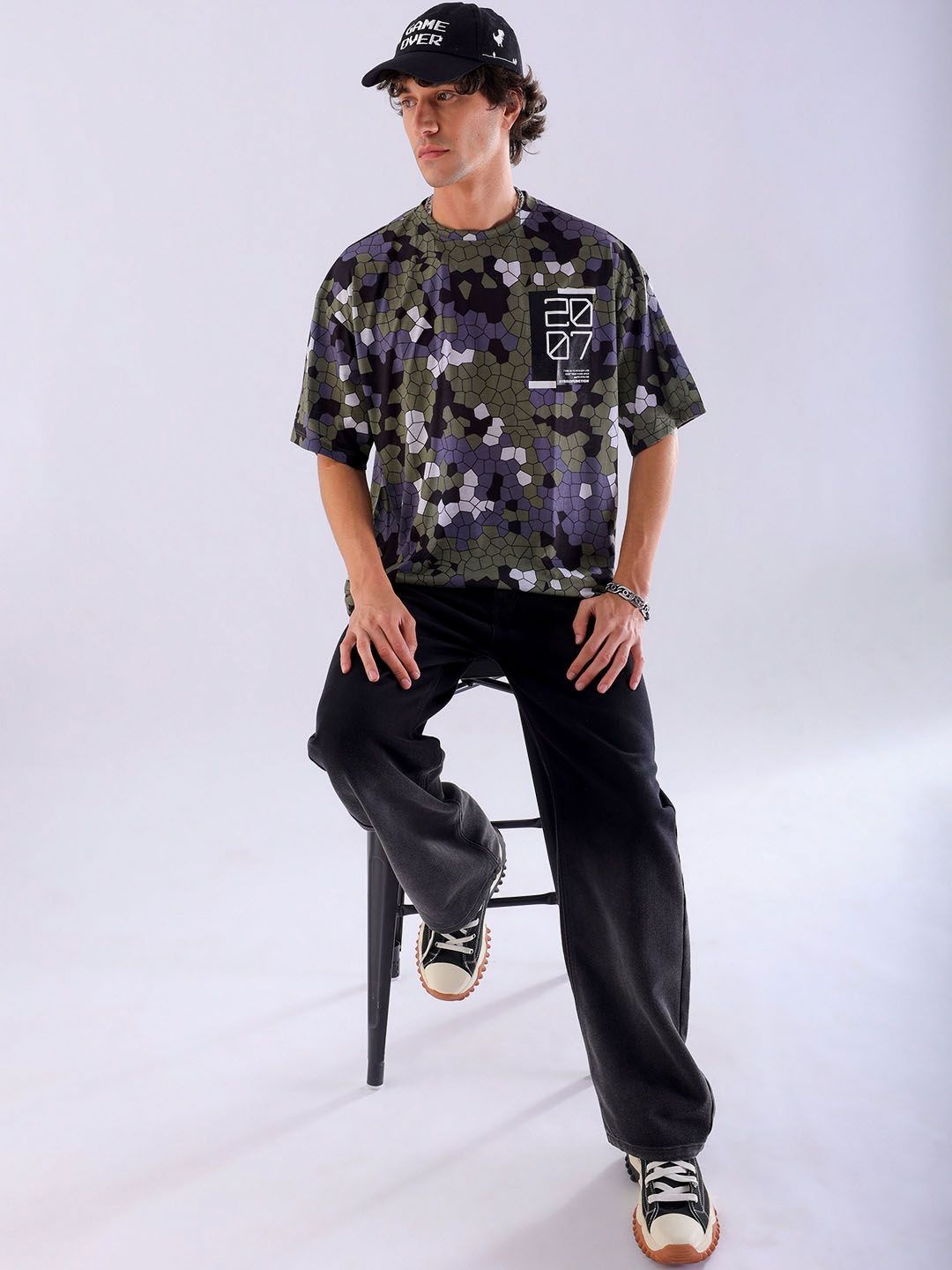 The Indian Garage Co Men All Over Printed Oversized T-shirt