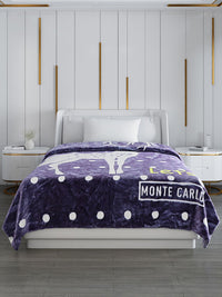 Monte Carlo Purple & White Cartoon Characters Mild Winter 600 GSM Single Bed Blanket