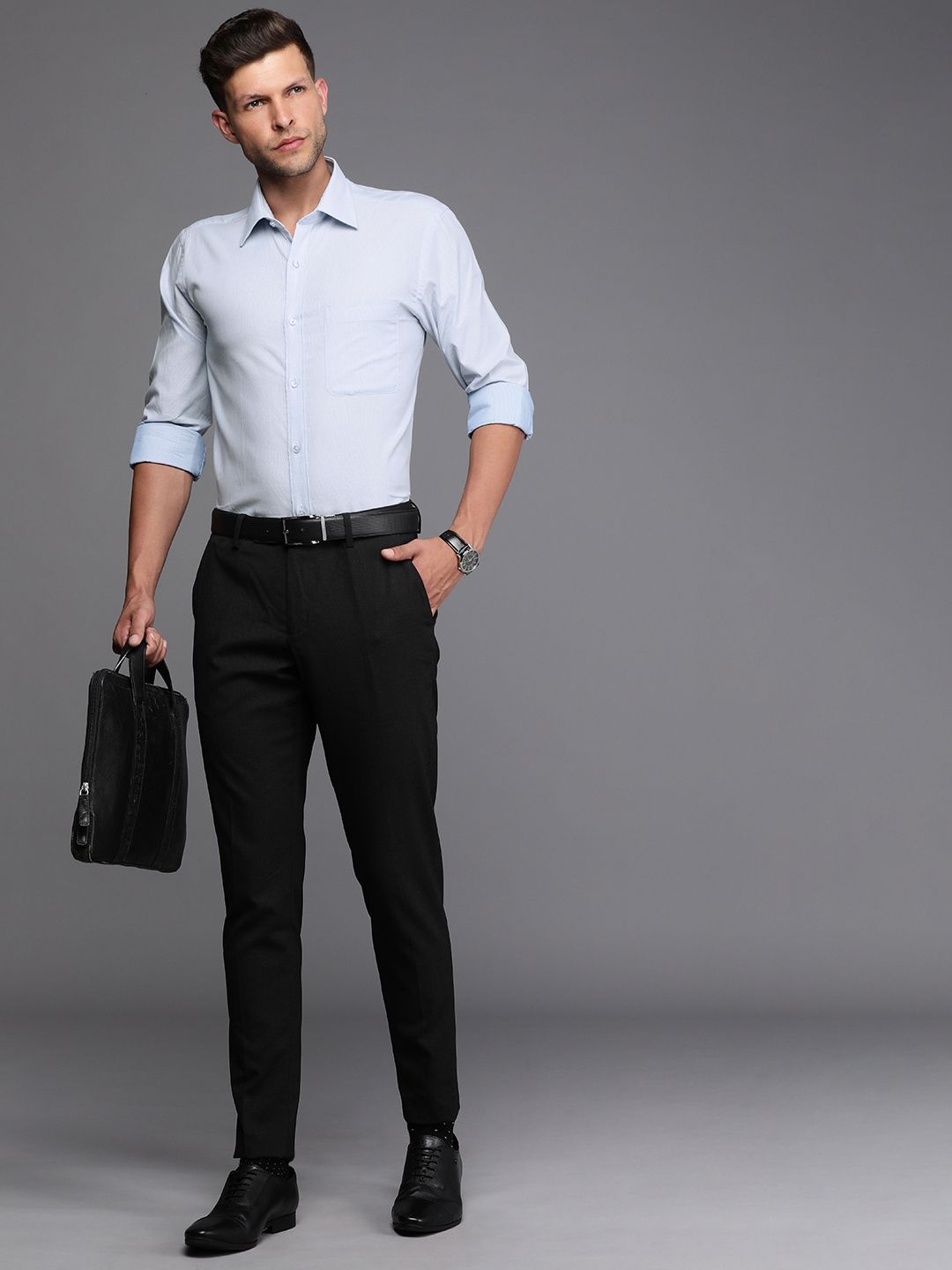Raymond Pure Cotton Self Design Textured Slim Fit Formal Shirt