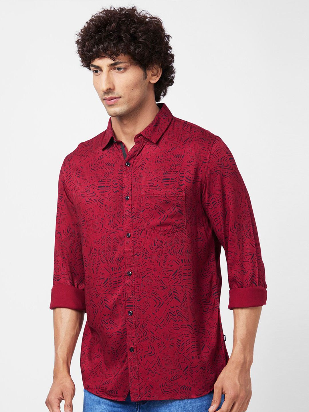 SPYKAR Slim Fit Abstract Printed Opaque Casual Shirt