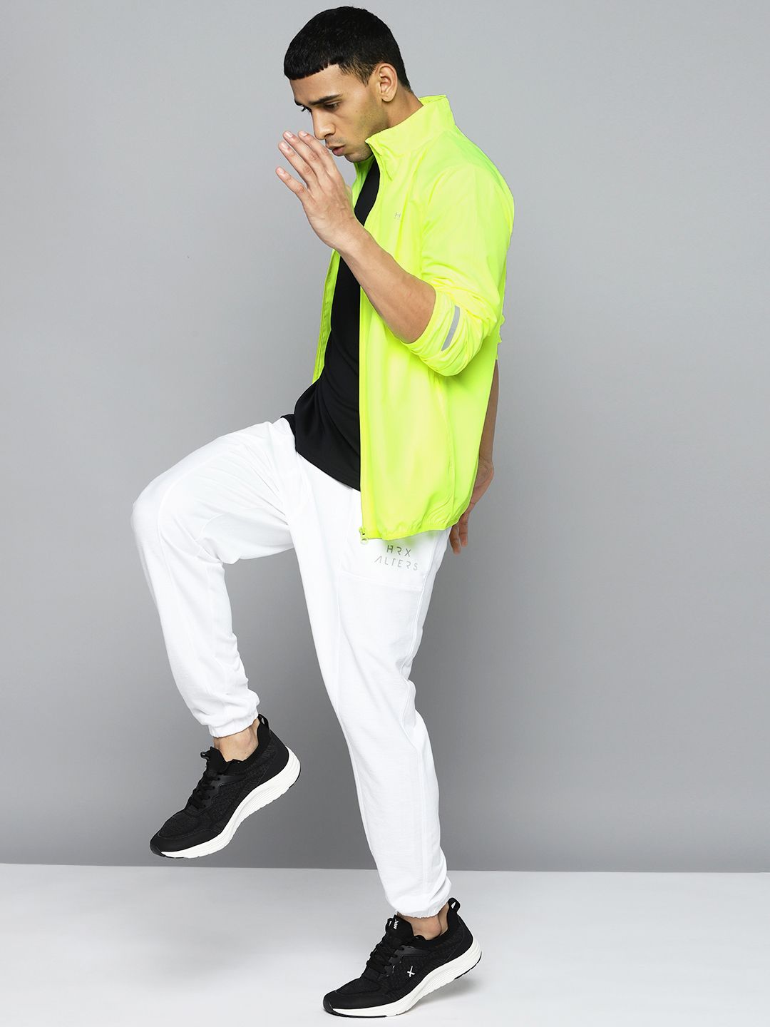 HRX by Hrithik Roshan Men Fluorescent Green Solid Rapid-Dry Antimicrobial Running Jacket