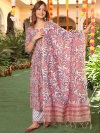 KALINI Floral Printed Regular Kurta with Trousers & With Dupatta