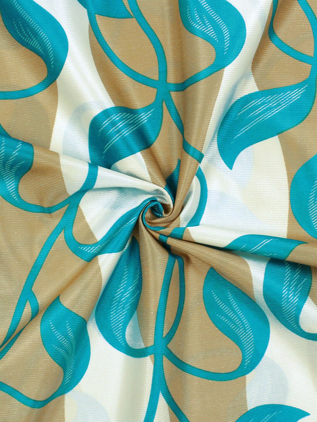Story@home Nature White & Blue Set of 2 Floral Long Door Curtains