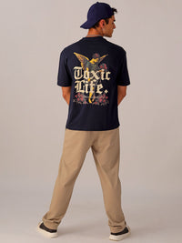 The Indian Garage Co Men Back Printed Boxy Oversized Round Neck T-shirt