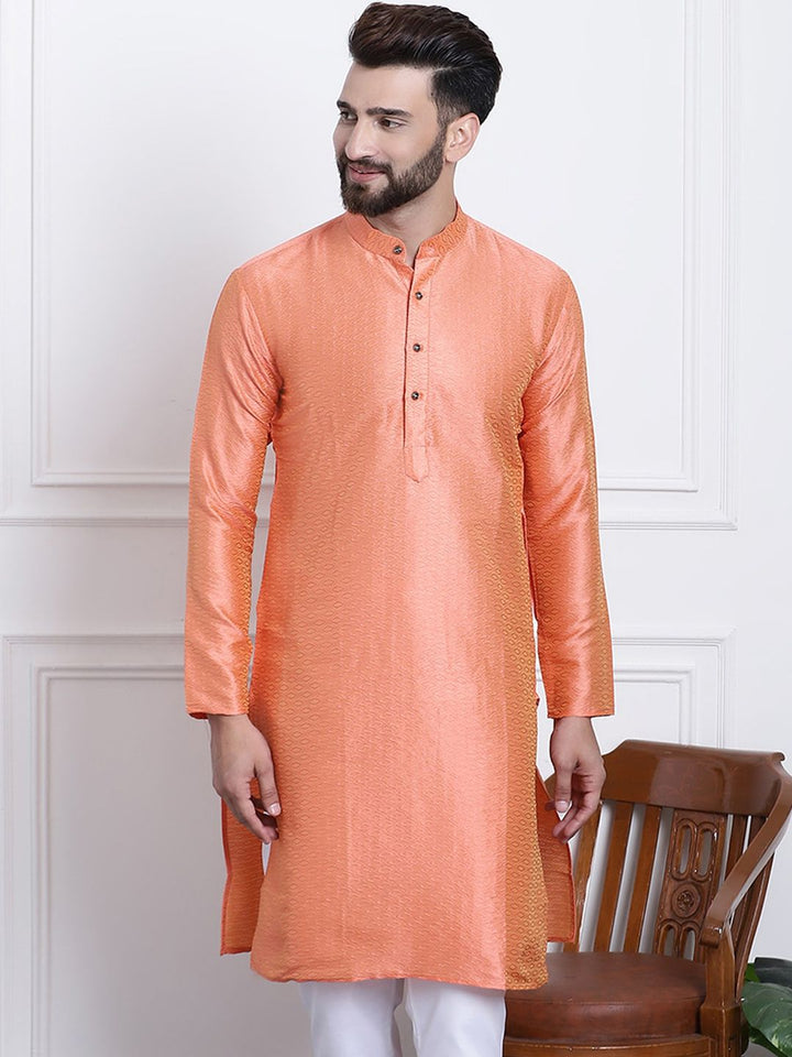 SOJANYA Kurta Lurus Kolar Mandarin Rekaan Tenun Geometrik