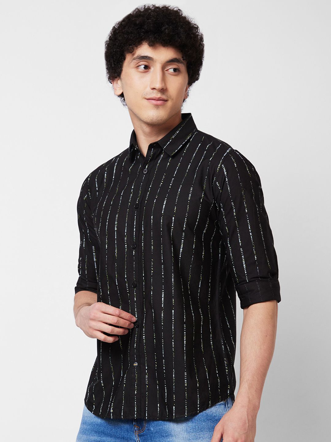 SPYKAR Vertical Striped Spread Collar Pure Cotton Casual Shirt