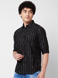 SPYKAR Vertical Striped Spread Collar Pure Cotton Casual Shirt