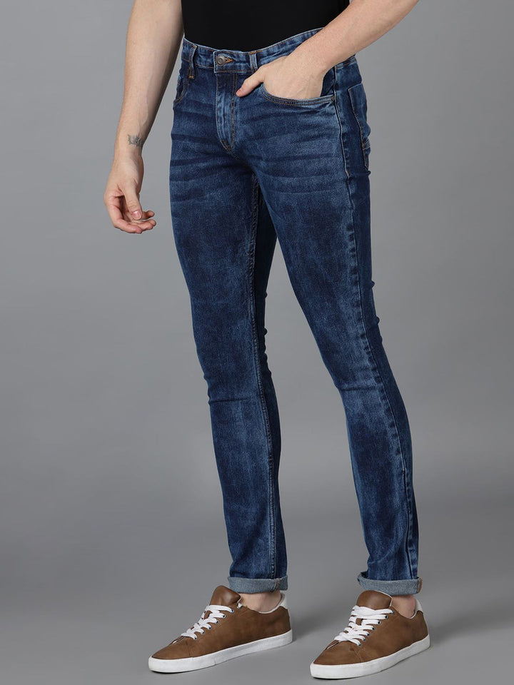 Urbano Fashion Men  Skinny Fit Low Distress Heavy Fade Stretchable Cotton Jeans