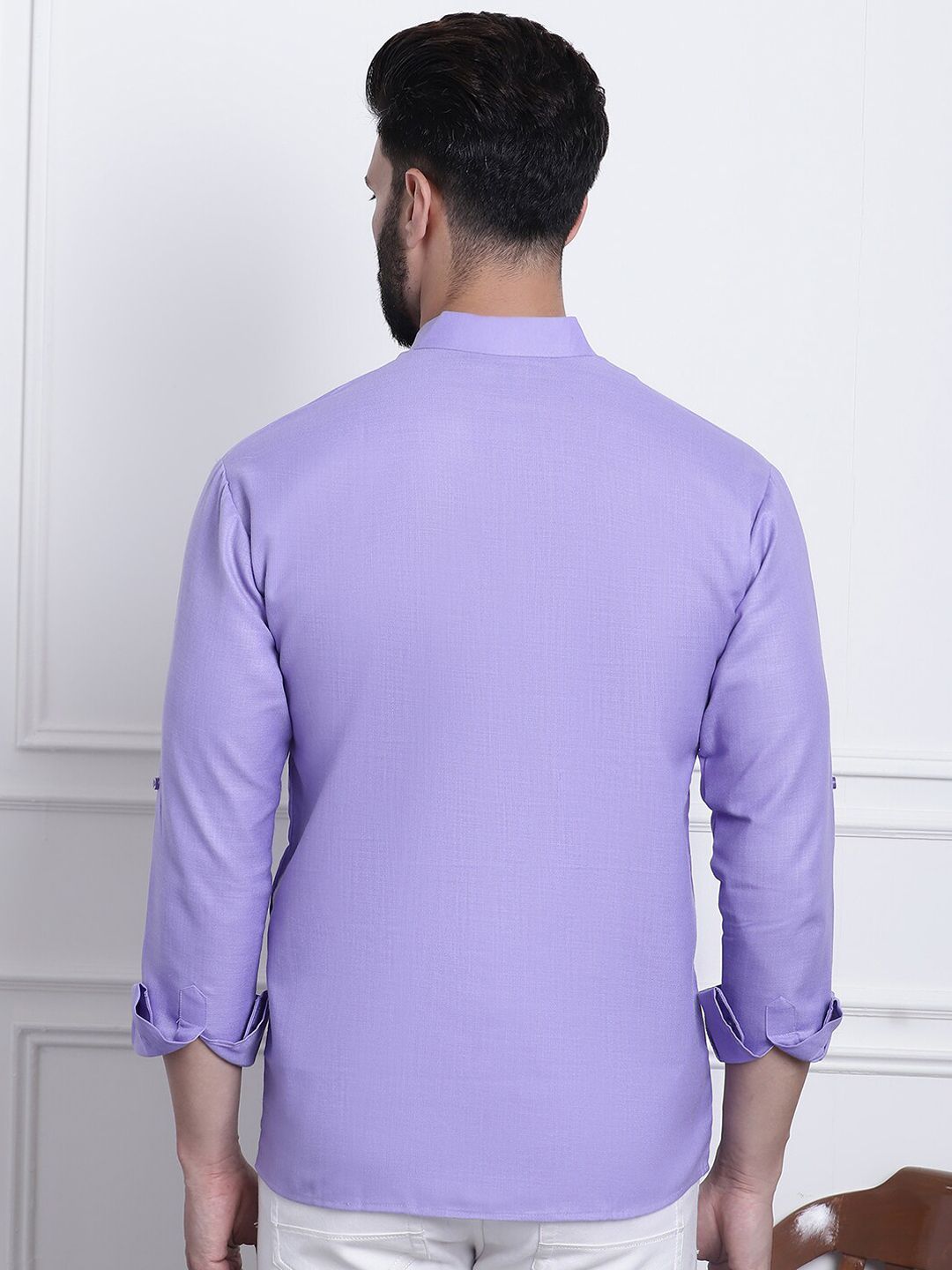 SOJANYA Mandarin Collar Roll Up Sleeves Kurta