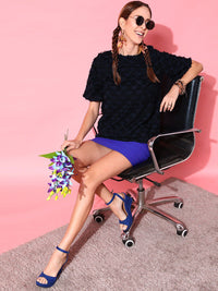 STREET 9 Navy Blue Pure Cotton Top