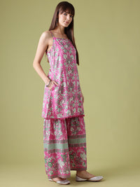 Anouk Ethnic Motifs Printed Lace Inserts Kurta with Sharara & Dupatta